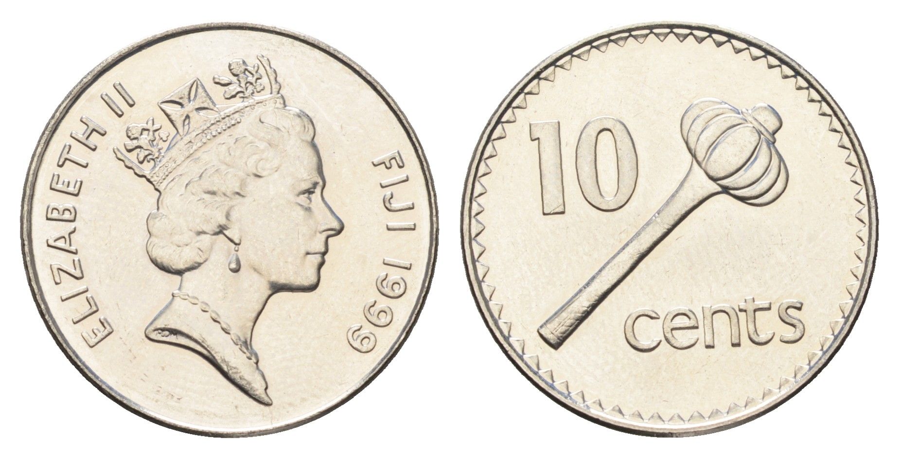 Фиджи 10 центов 1999 KM 52a сталь плакированная никелем UNC 4666-535