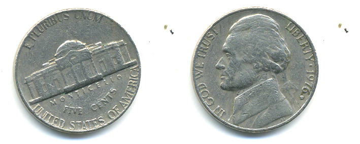 США 5 ЦЕНТОВ 1976 ДЖЕФФЕРСОН KM А192 медно-никель 86-554