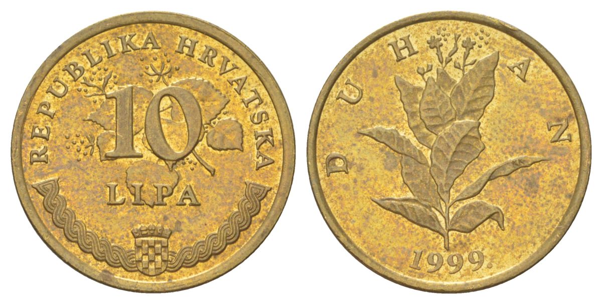 Хорватия 10 лип 1999 нечетный год KM 6 сталь плакированная латунью aUNC 4625-515