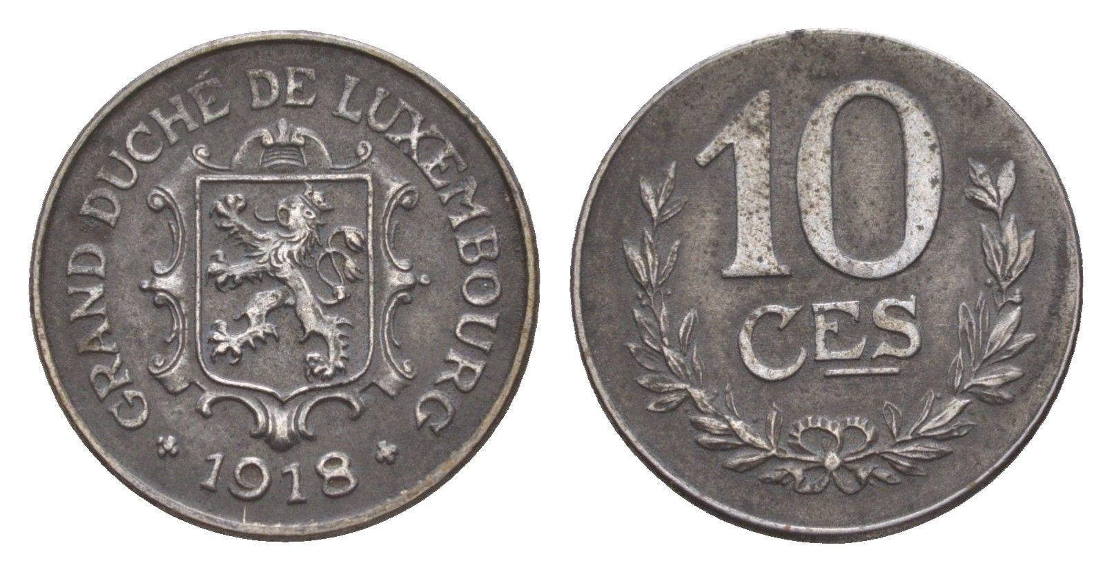 Люксембург 10 сантимов 1918 Шарлотта (1918-1964) KM 31 железо 4659-421