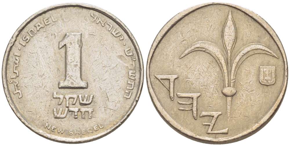 Израиль 1 новый шекель 1989 JE 5749 KM 160 медно-никель 3955-1215