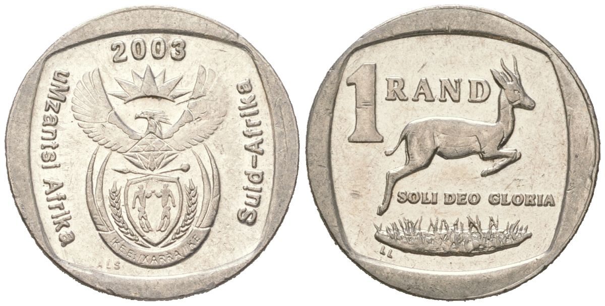 ЮАР 1 ранд 2003 KM 332 медь плакированная медно-никелем 4611-534