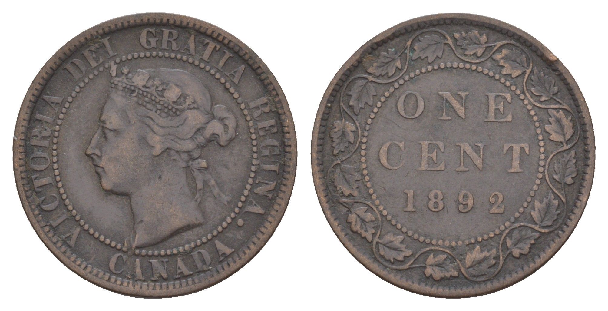 Канада 1 цент 1892 Виктория (1837-1901) KM 7 бронза 1518-1331