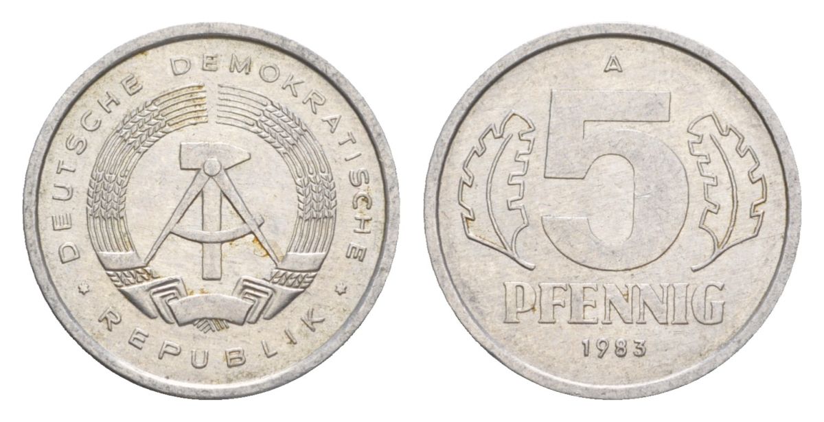 ГДР 5 пфеннигов 1983 A KM 9.2 алюминий 4630-634