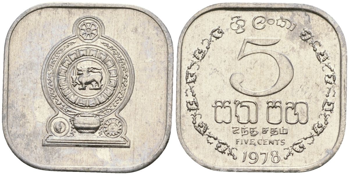 Шри-Ланка 5 центов 1978 KM 139a алюминий 4136-561