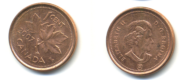Канада 1 цент 2007 ML, Елизавета II (1952-2022), кленовый лист KM 490а сталь плакированная медью 177-1464