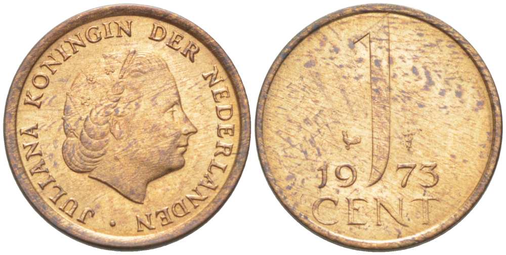 НИДЕРЛАНДЫ 1 ЦЕНТ 1973 ЮЛИАНА (1948-1980) KM 180 бронза 218-1247