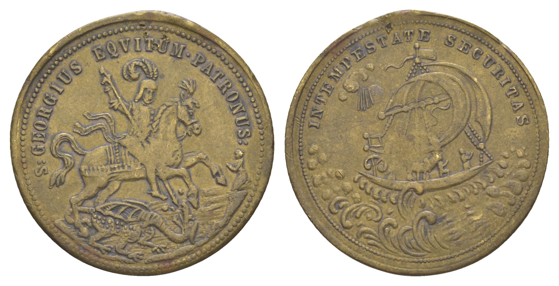 Венгрия жетон-талисман, который по суеверным обычаям должен был оберегать моряков от несчастных случаев на море ND дизайн копирует медальоны, которые производились в Кремнице (Венгрия) с 1600-х до конца 1800-х годов, диаметр 30 мм, вес 6 гр латунь 4171-11