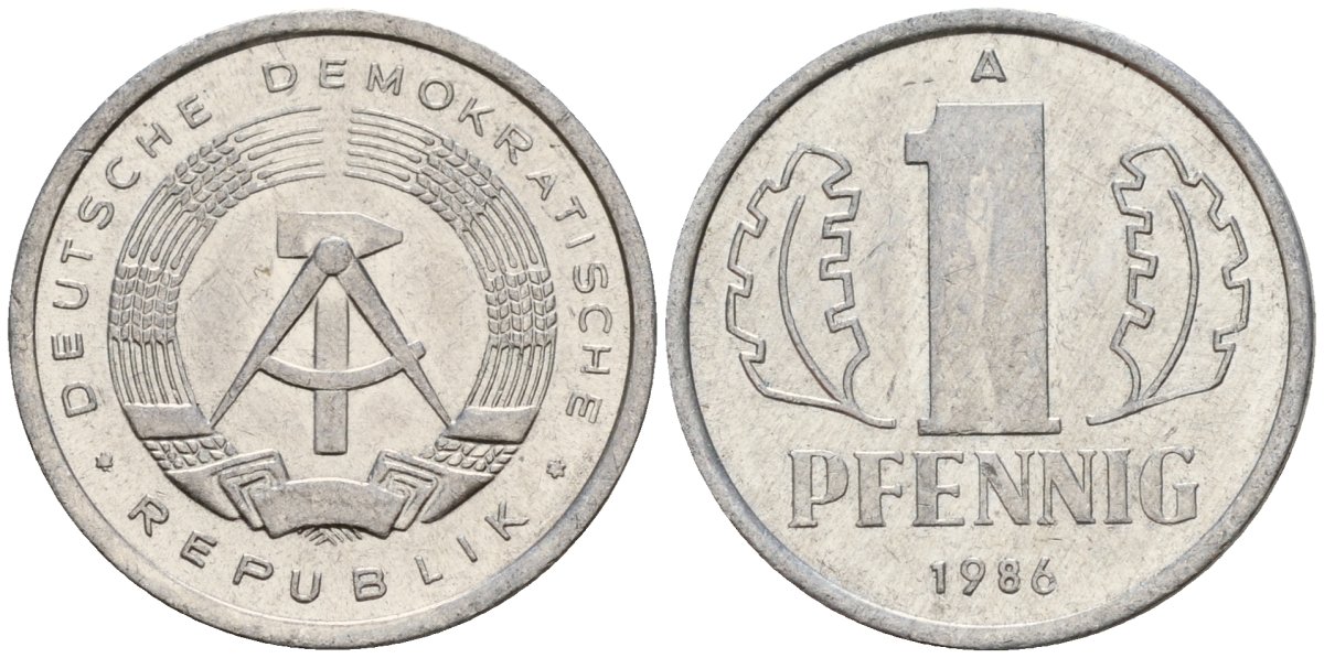 ГДР 1 пфенниг 1986 A KM 8.2 алюминий 192-467