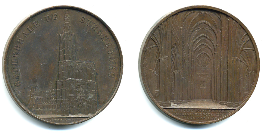 ГЕРМАНИЯ МЕДАЛЬ XIX ВЕК КАФЕДРАЛЬНЫЙ СОБОР СТРАСБУРГА. Серия архитектурные памятники Европы бронза 1072-3-42