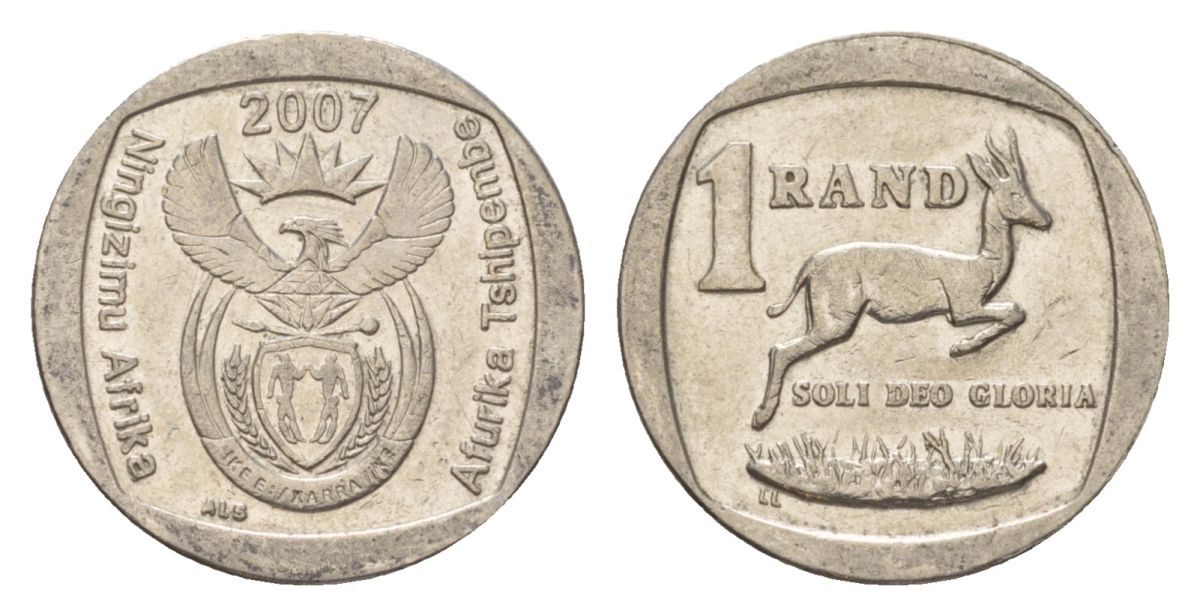 ЮАР 1 ранд 2007 KM 344 медь плакированная никелем 4627-466