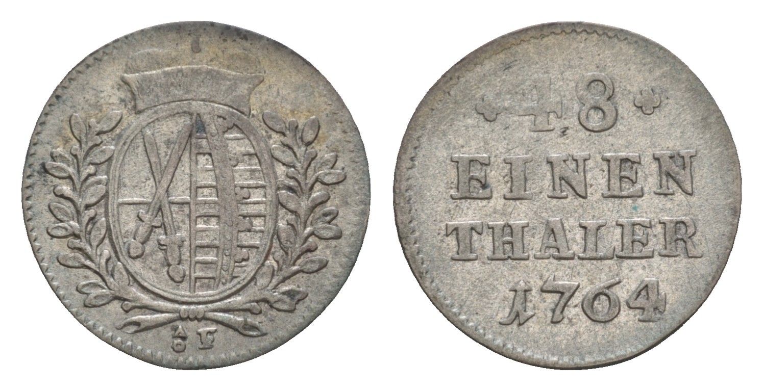 Саксония 1/48 талера 1764 IFoF, Фридрих Август I (1763-1806) KM 966 серебро 1515-242
