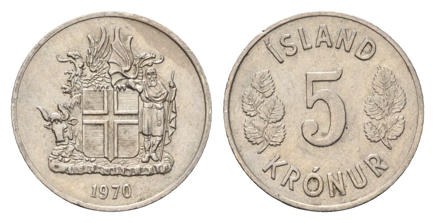 Исландия 5 крон 1970 KM 18 медно-никель 4687-864