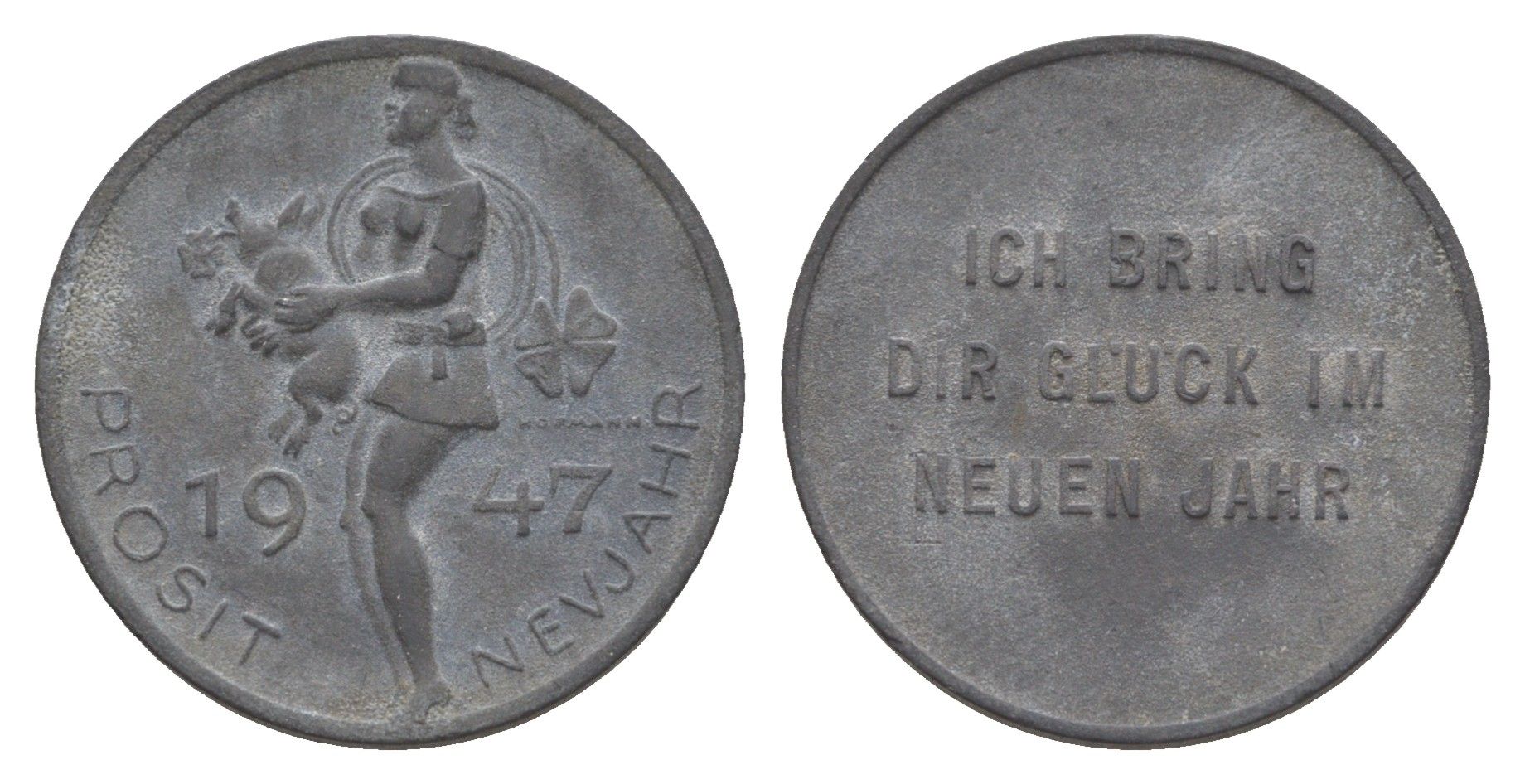 Австрия новогодний жетон на удачу 1947 цинк 4638-225