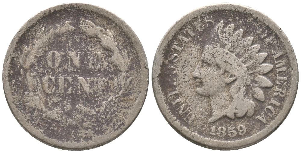 США 1 ЦЕНТ 1859 ИНДЕЕЦ, INDIAN HEAD медно-никель 100-1016
