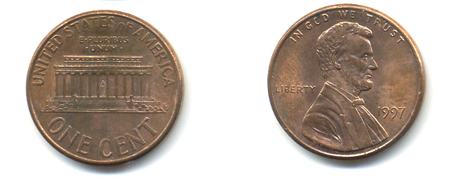 США 1 ЦЕНТ 1985 ЛИНКОЛЬН KM 201b цинк плакированный медью 89-521