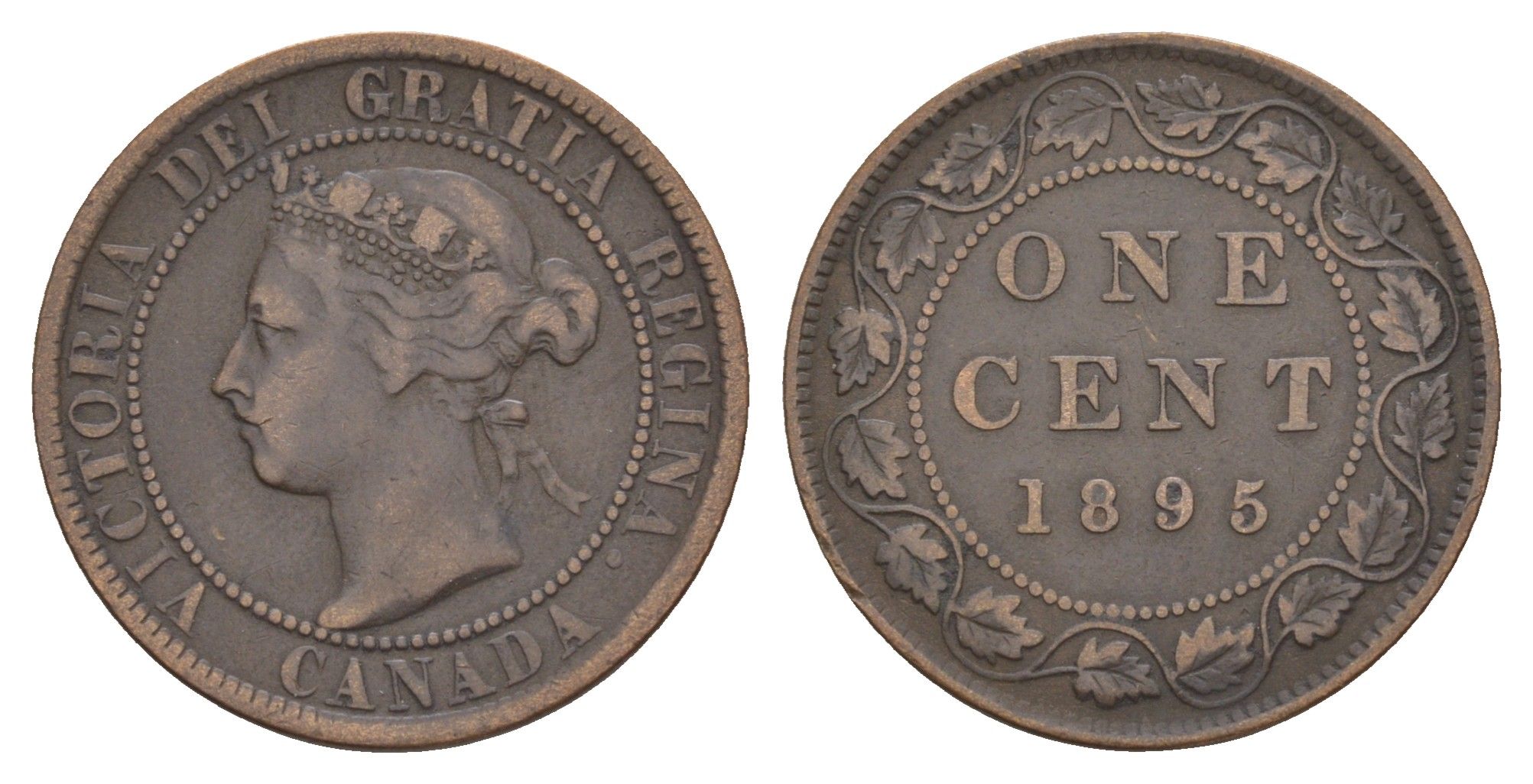 Канада 1 цент 1895 Виктория (1837-1901) KM 7 бронза 1518-1335