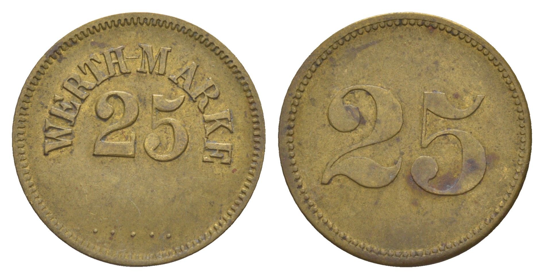 Германия игровой жетон 25 пфеннигов ND без отметки латунь 4638-156