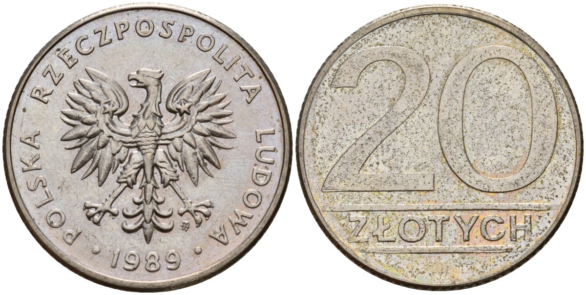 Польша 20 злотых 1989 MW Y 153.2 медно-никель 4187-741