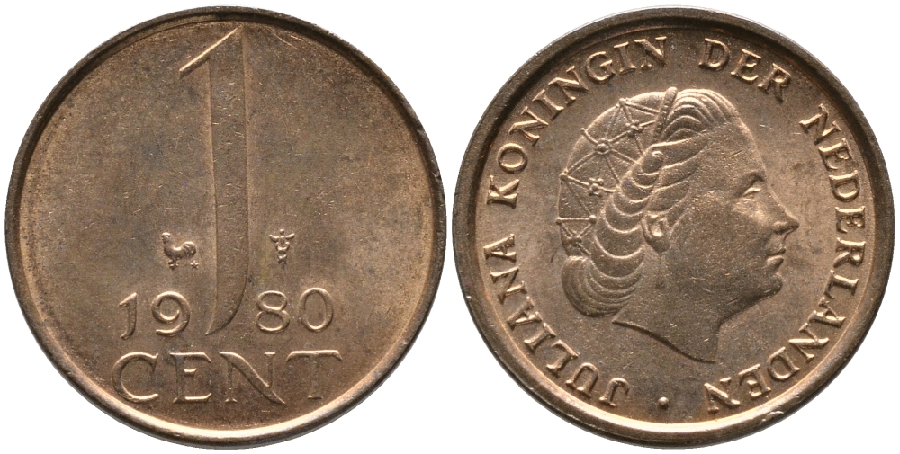 Нидерланды 1 цент 1980 Юлиана (1949-1980) KM 180 бронза 96-1245