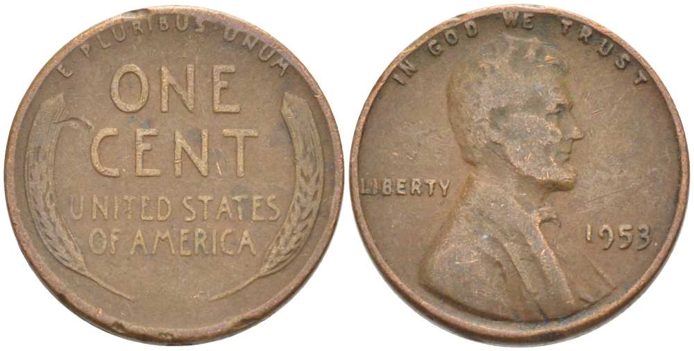 США 1 ЦЕНТ 1953 ЛИНКОЛЬН KM А132 медь цинк 218-247