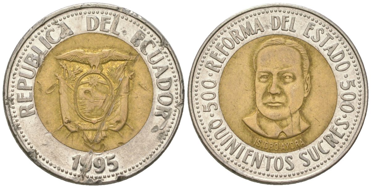 Эквадор 500 сукре 1995 Государственная реформа KM 97 биметалл 4611-732
