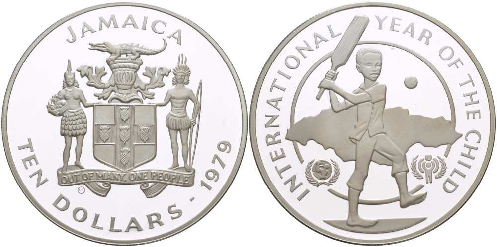 Ямайка 10 долларов 1979 международный год детей KM 80 серебро PROOF 1095-1-31