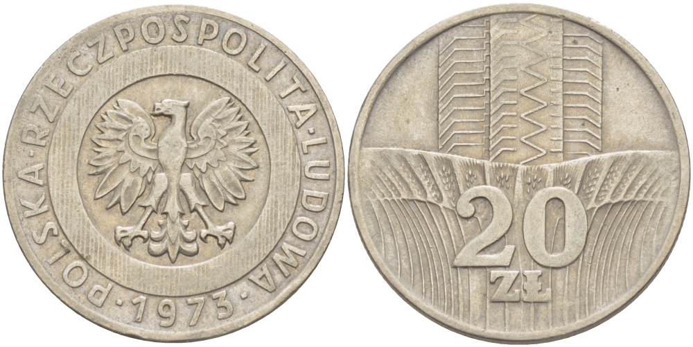 Польша 20 злотых 1973 монетный двор Кремница KM 67, Parchimowicz 245a медно-никель 4403-511