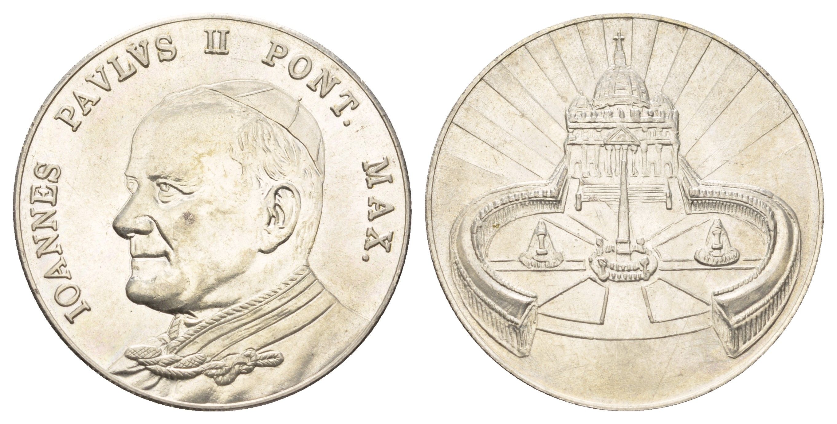 Ватикан медаль в честь избрание папой римским Иоанна Павла II ND (1978) Иоанн Павел II, Площадь Святого Петра, диаметр 35 мм, вес 15,8 гр медно-никель плакированный серебро 4117-1043