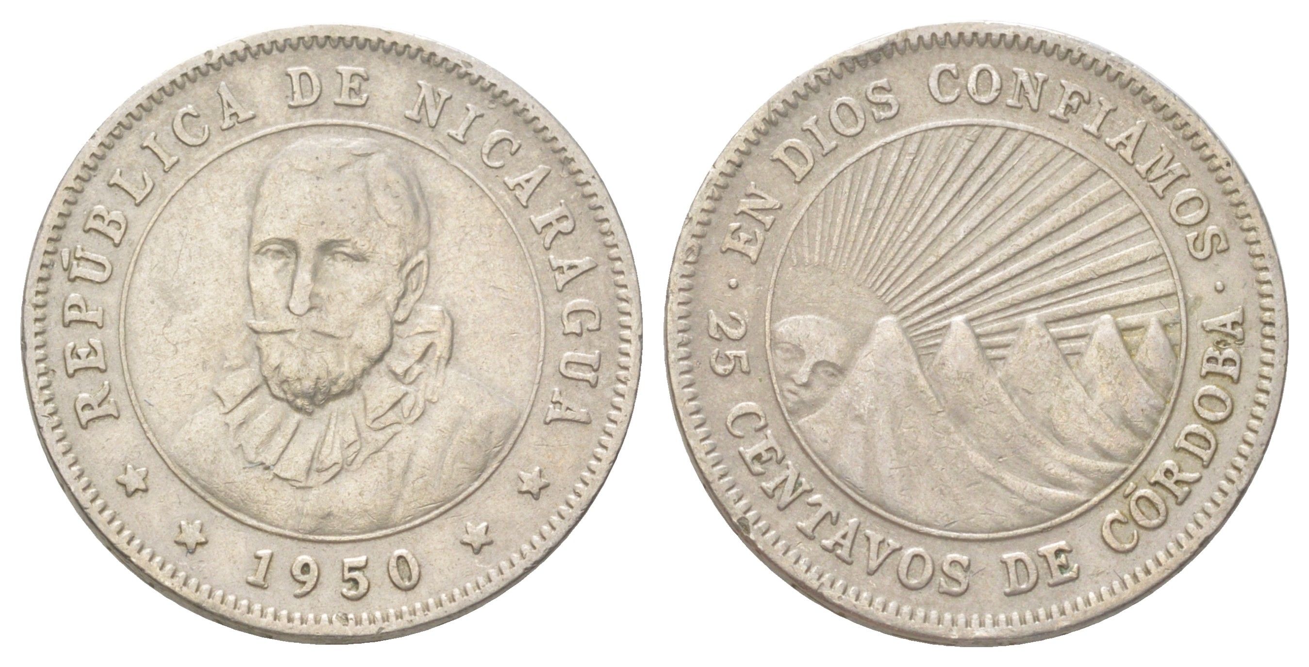 Никарагуа 25 сентаво 1950 KM 18.1 медно-никель 4624-245