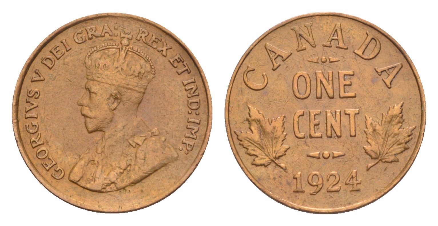 Канада 1 цент 1924 Георг V (1910-1936) KM 28 бронза 4636-119