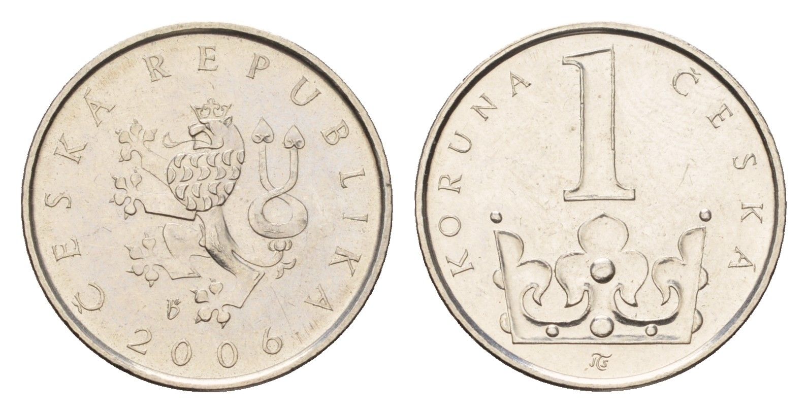 Чехия 1 крона 2006 KM 7 сталь плакированная никелем aUNC 4615-963