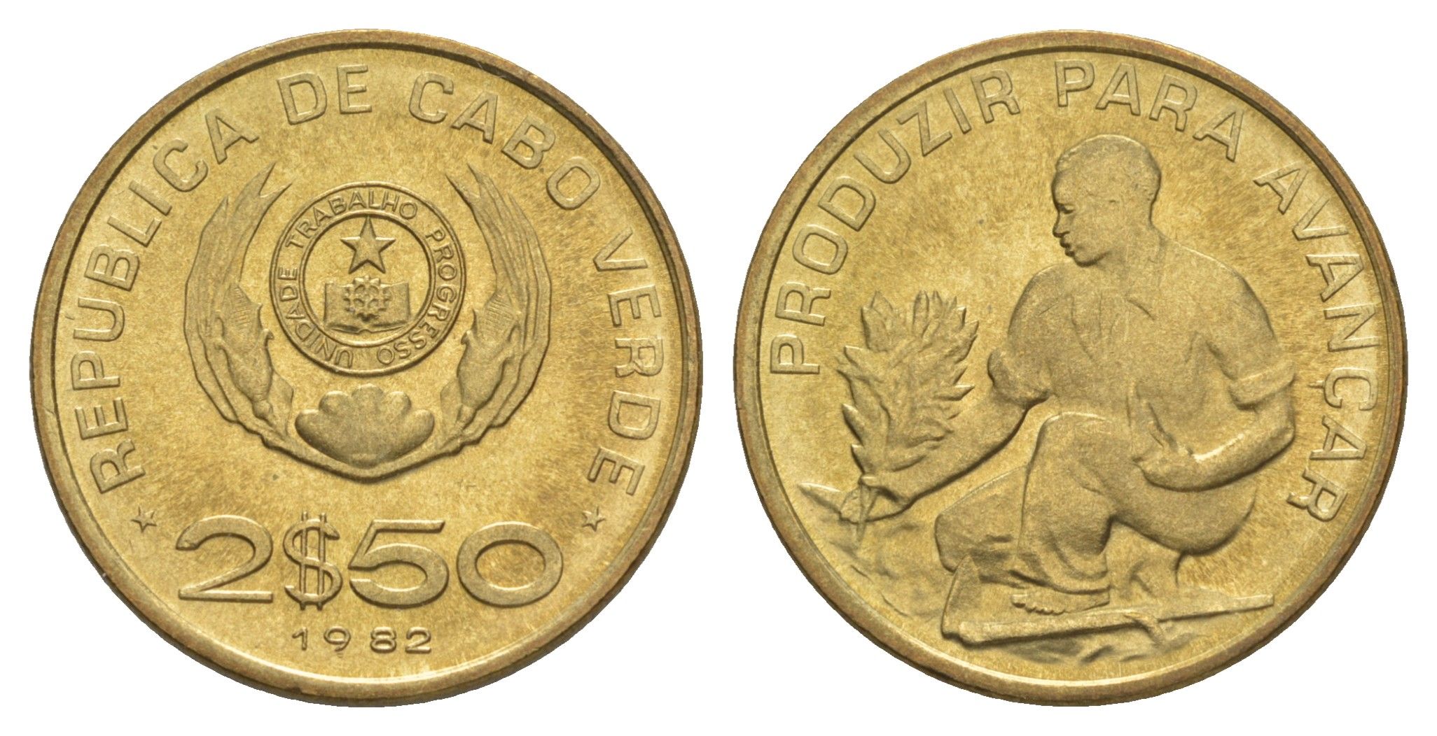 Кабо-Верде 2,5 эскудо 1982 KM 18 никель латунь UNC 4177-631