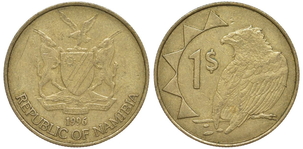 Намибия 1 доллар 1996 орел KM 4 латунь 4163-1054