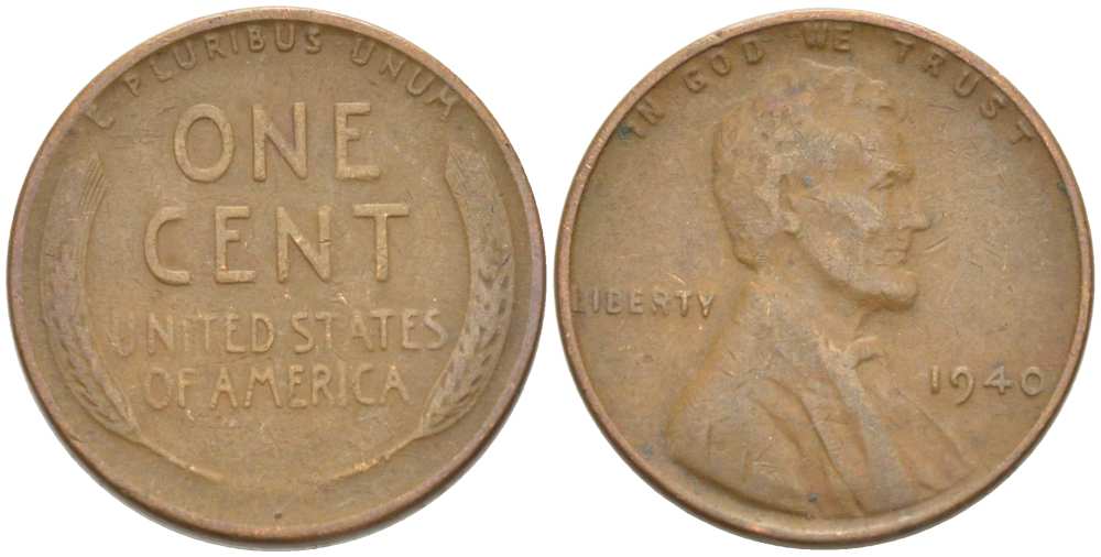 США 1 ЦЕНТ 1940 ЛИНКОЛЬН KM 132 бронза 218-367