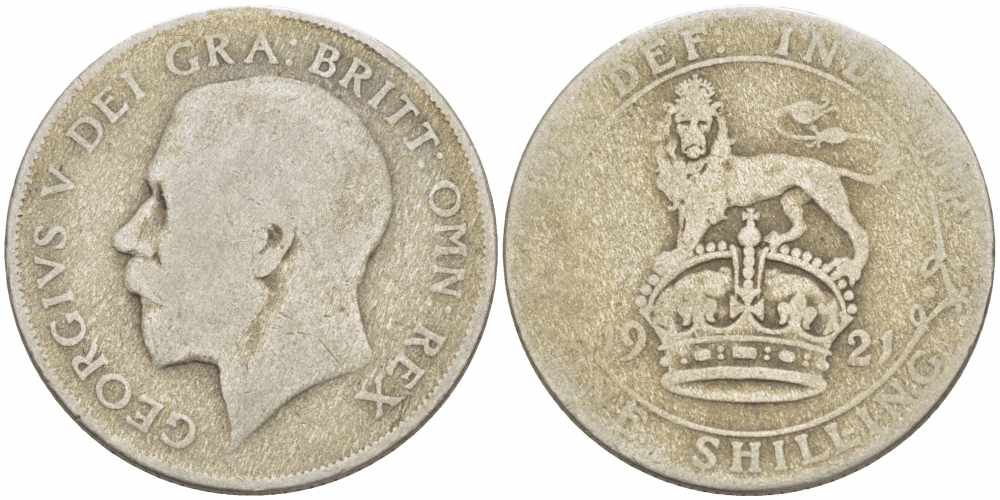 Великобритания 1 шиллинг 1921 Георг V (1910-1936) KM 816a, Spink 4023А серебро 108-1112