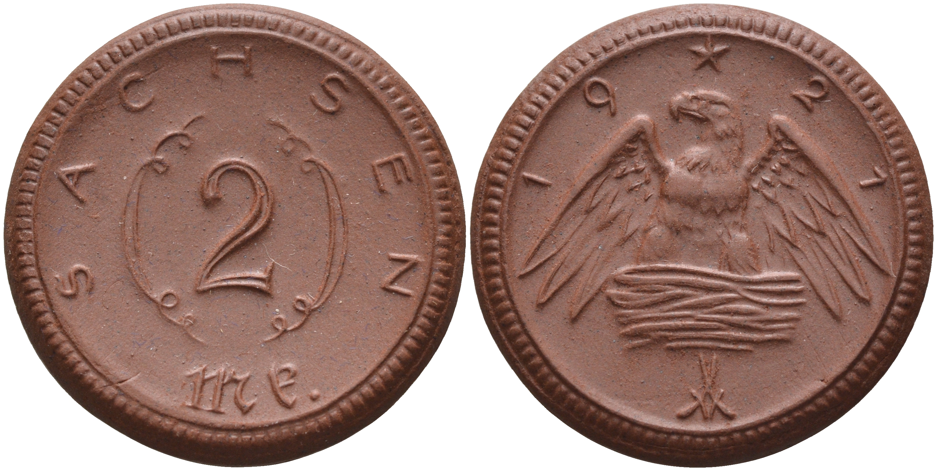 Саксония 2 марки 1921 J. N 56 фарфор 1094-1-25