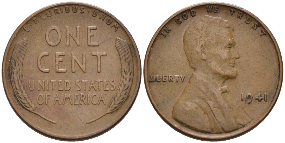 США 1 цент 1941 Линкольн KM 132 бронза 192-948