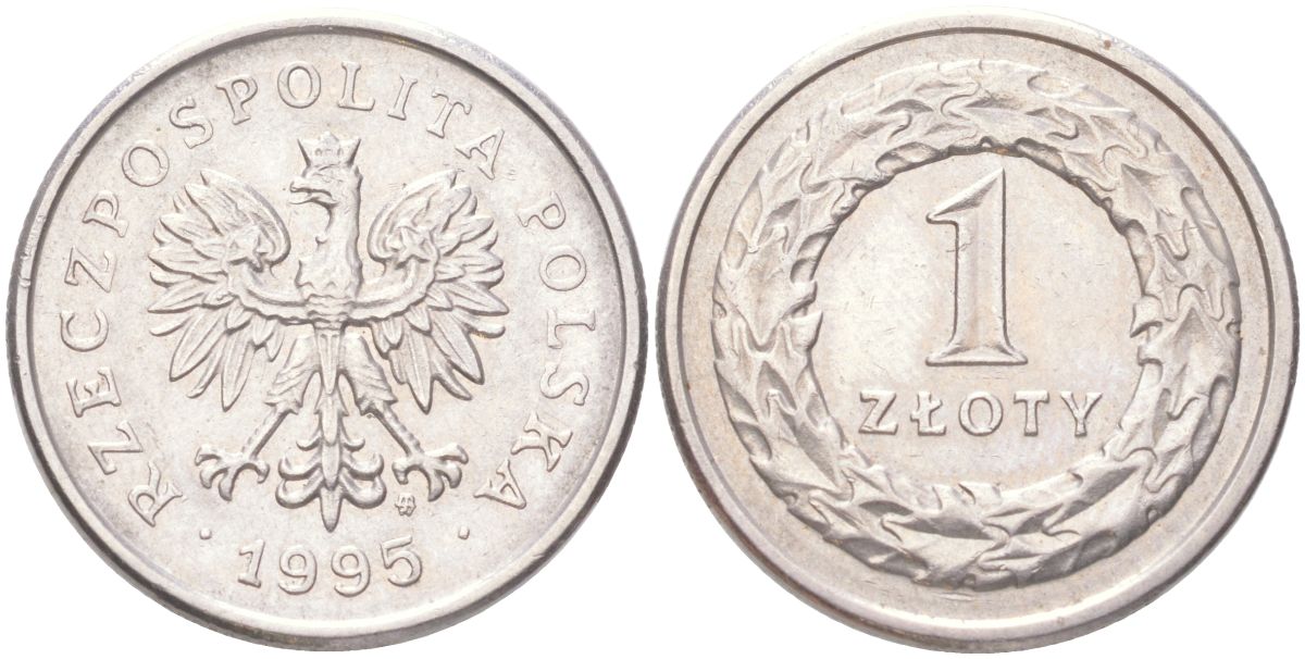 Польша 1 злотых 1995 Y 282 медно-никель UNC 4614-314