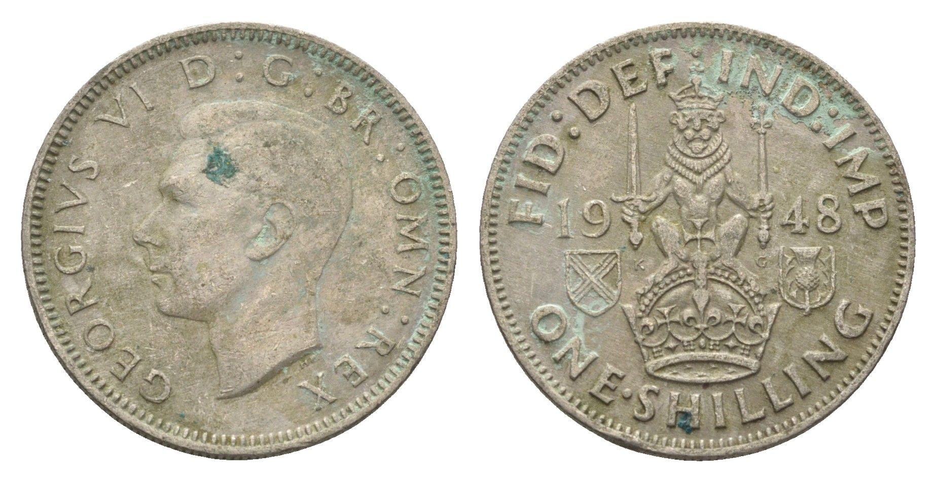 Великобритания 1 шиллинг 1948 Георг VI (1936-1952), Шотландский герб KM 864, Spink 4104 медно-никель 4663-147