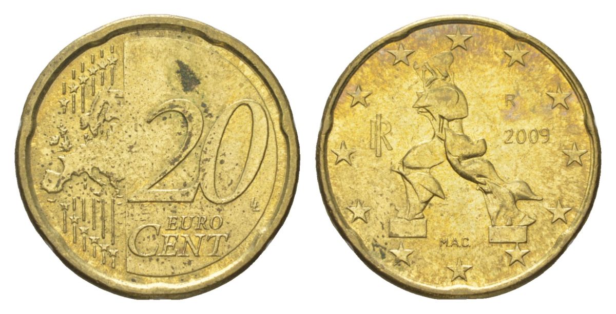 Италия 20 евроцентов 2009 KM 248 нордик 4629-326