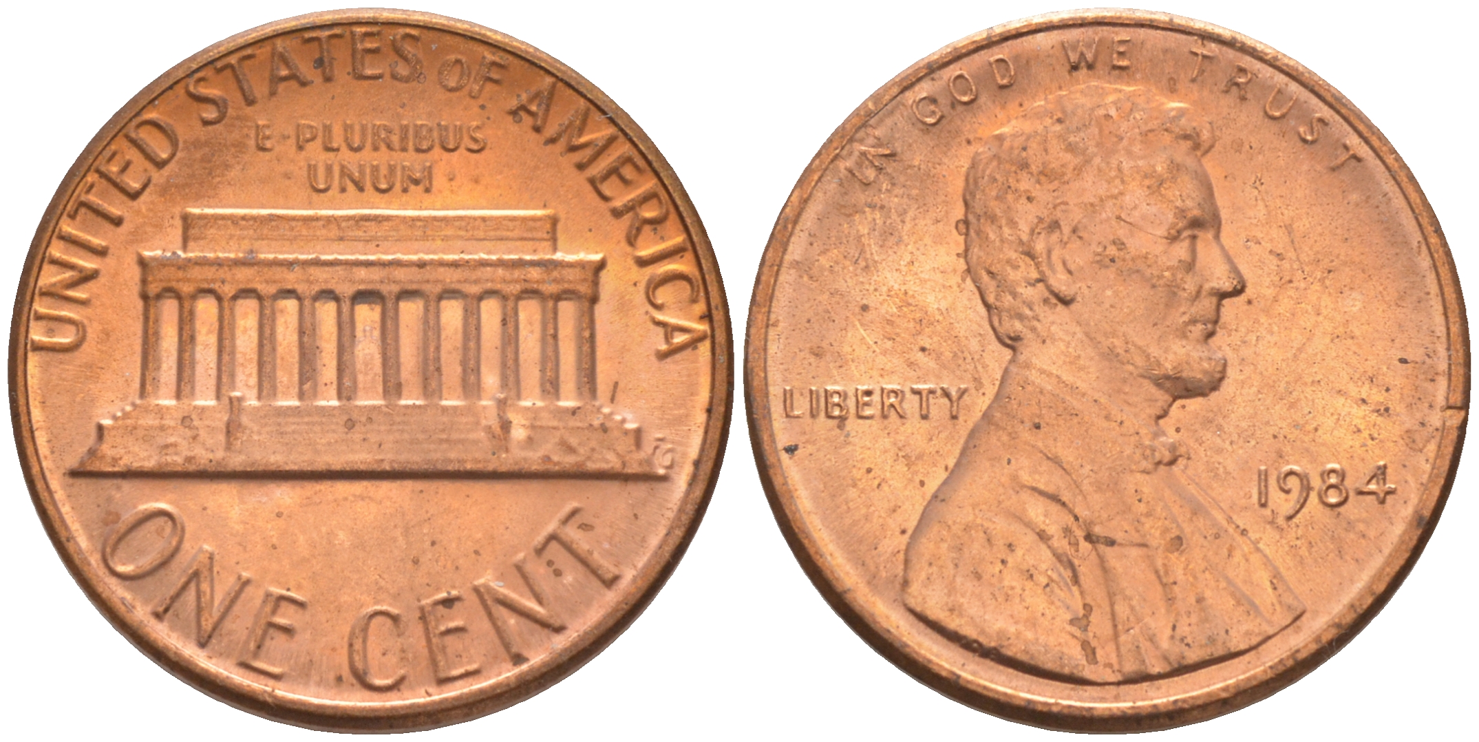 США 1 ЦЕНТ 1984 ЛИНКОЛЬН KM 201b цинк плакированный медью 188-229