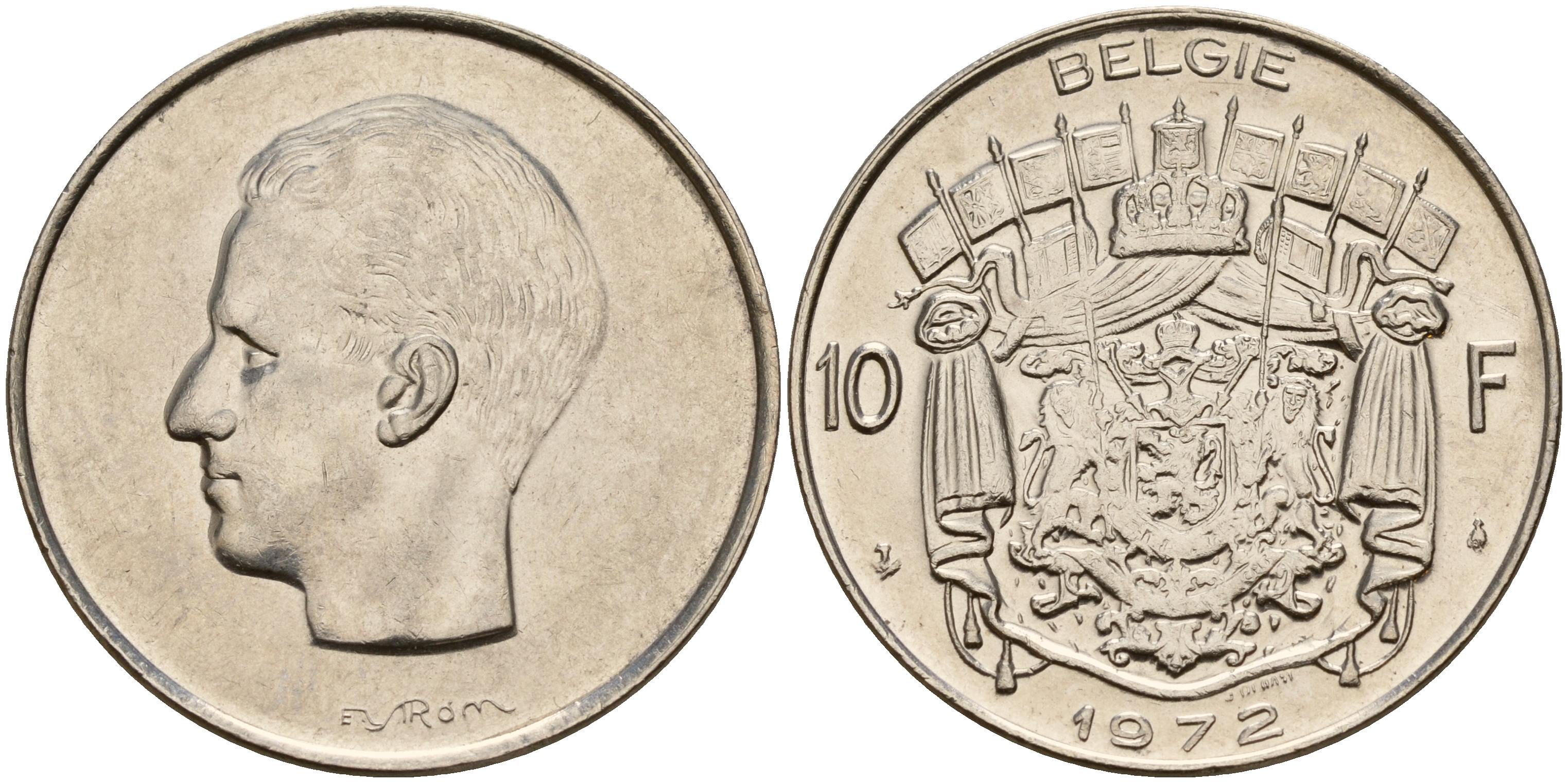 Бельгия 10 франков 1972 Belgie, Бодуэн I (1951-1993) KM 156.1 никель 4187-445