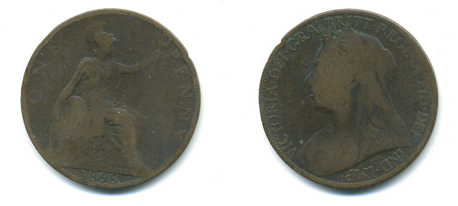Великобритания 1 пенни 1898 Виктория (1837-1901) KM 790, Spink 3961 бронза 4383-535