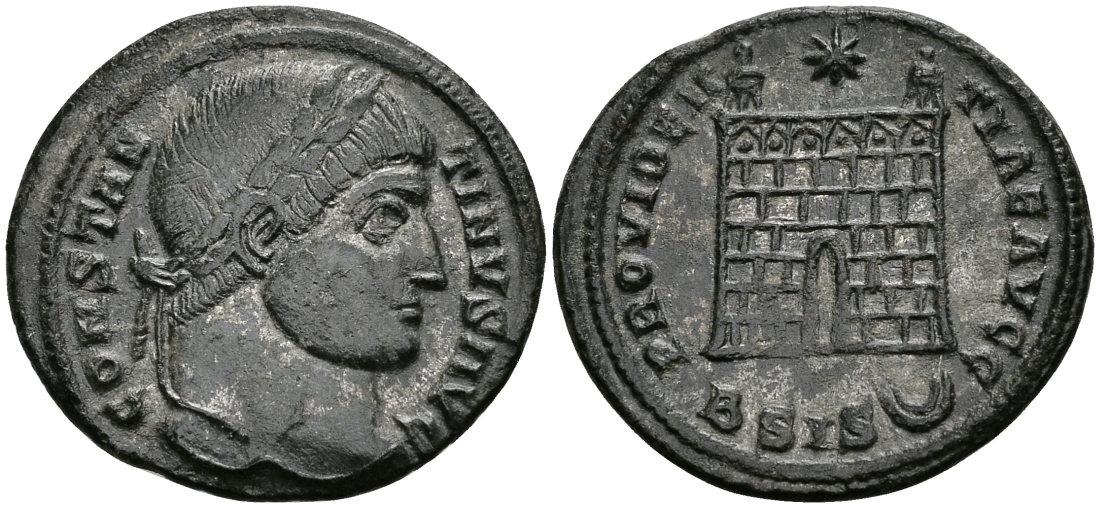 Римская Империя нуммий 328 - 329 Константин I Великий PROVIDETIAE AVGG Сисция about Extremely fine (C3) RIC 214 бронза 1073-3-4-7