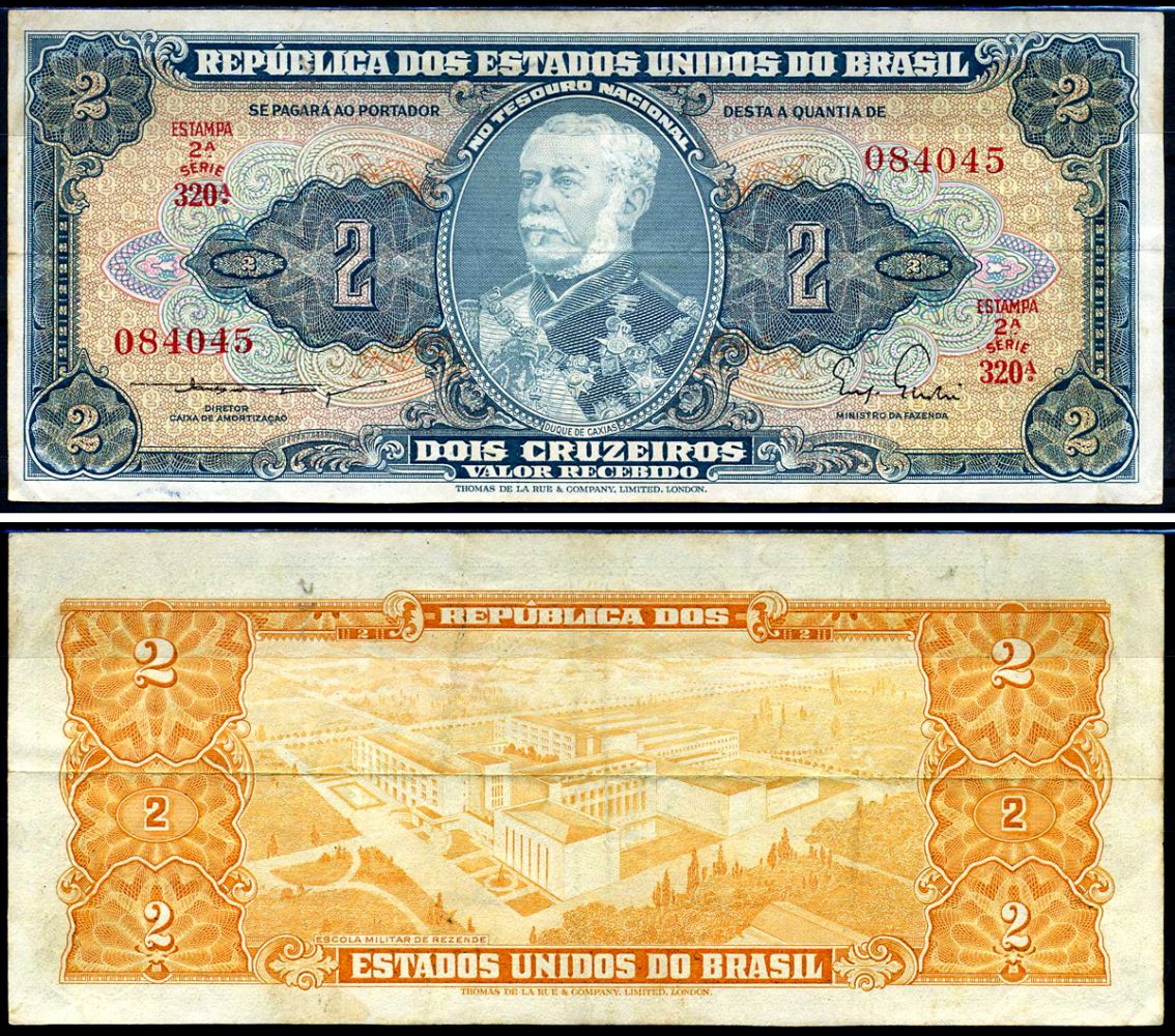 Бразилия 2 крузейро 1944 Соединённые Штаты Бразилии, серия 320 Pick 133 бумага 6317-44-3-2