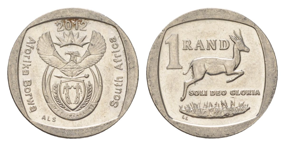 ЮАР 1 ранд 2012 KM 497 медь плакированная никелем UNC 4627-557