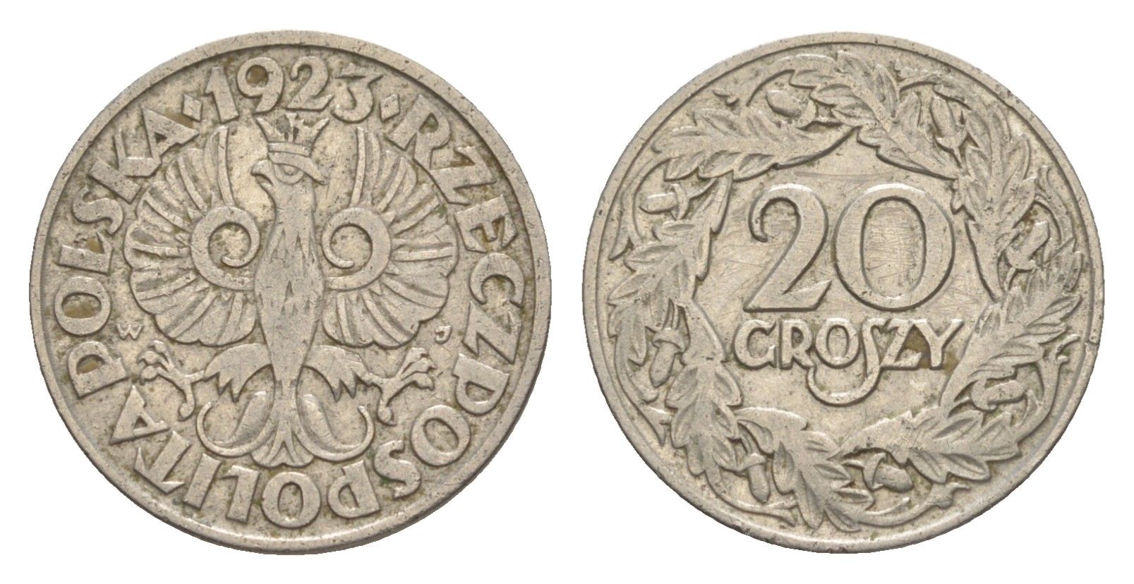 Польша 20 грошей 1923 MW Y 12 никель 4647-963