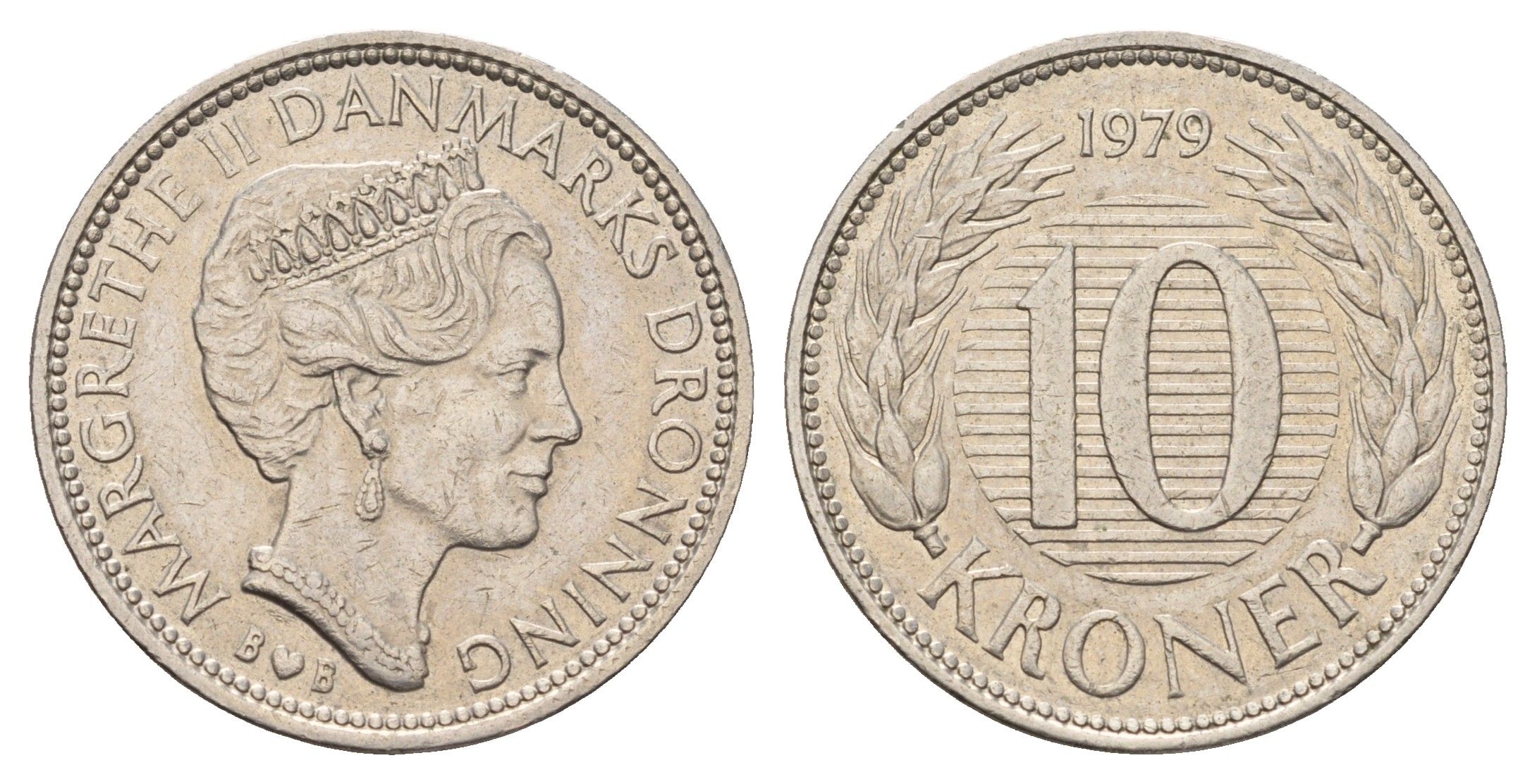 Дания 10 крон 1979 Маргрете II (1972-2024) KM 864 медно-никель 119-127