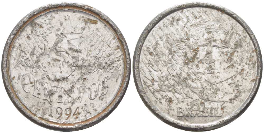 Бразилия 5 сентаво 1997 реформа 1994-, голова свободы влево KM 632 нержавеющая сталь 53-445